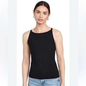 PAIGE Yuelia Black Ribbed Tank Top
